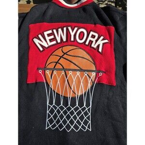 VTG Veezo Varsity Jacket Mens L New York World Basketball Y2K Rare *Please Read*
